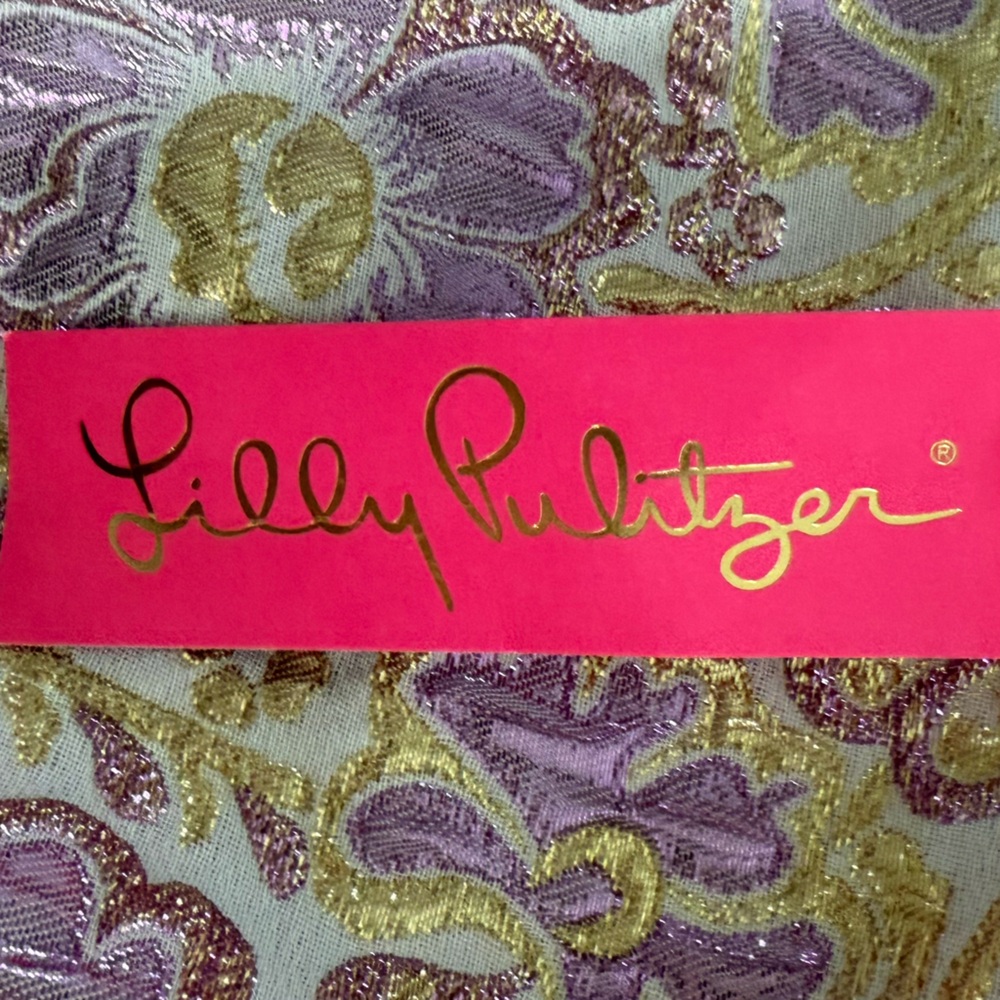 NWT Lily Pulitzer Gail Shift Floral Brocade Dress in Purple and Gold-Sz 4 - Picture 2 of 9